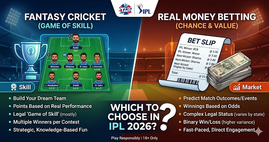 Fantasy Cricket vs Real Money Betting — Which Should Indian Cricket Fans Choose in 2026